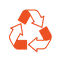Oranje recycle-symbool met pijlen